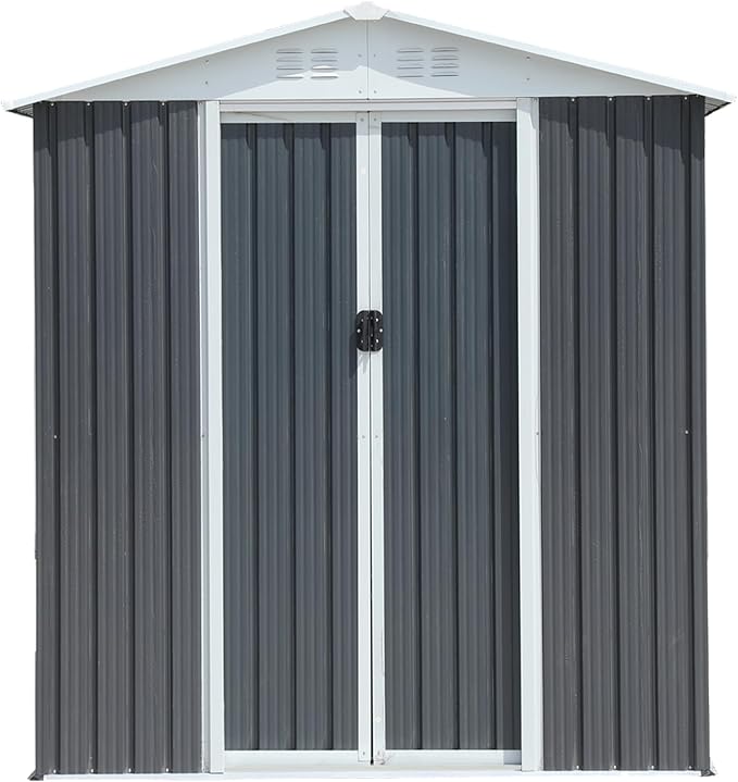 6x4 FT Outdoor Storage Shed, Metal Garden Shed - Image 6