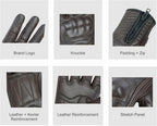 Full Finger Leather Motorcycle Gloves - Image 3