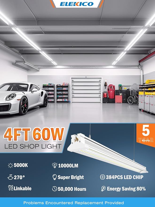 Upgrade Super Bright Hanging | Surface Mount 4' 10000LM 5000K 60W Linkable 4FT - Image 2