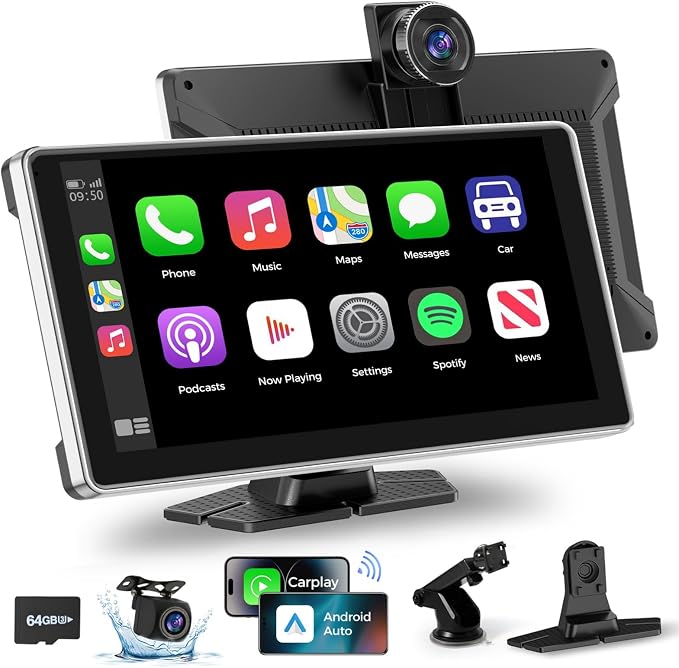 Wireless Carplay with 4K Dash Cam, Apple Carplay & Android Auto Car Satellite by Moeckearla