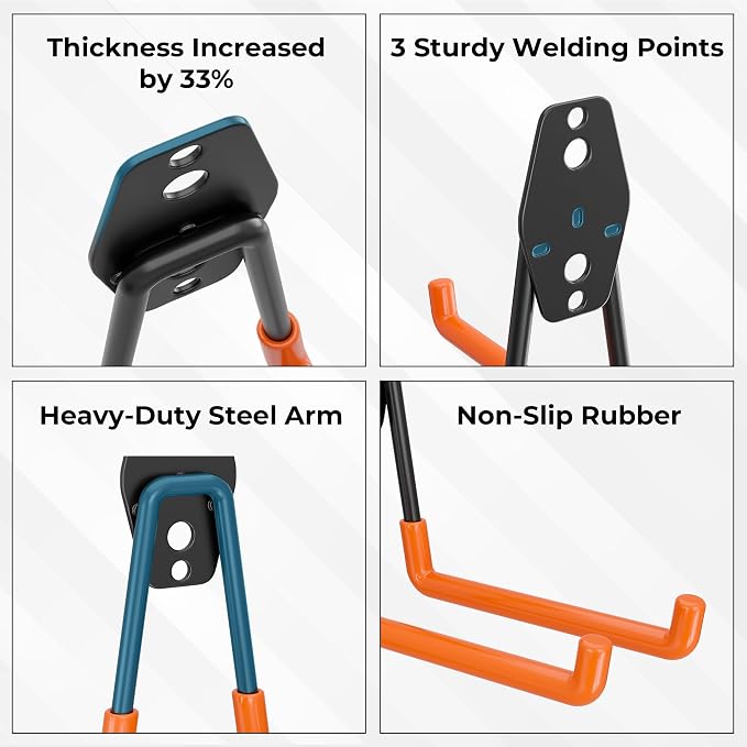 BONTEC Heavy Duty Garage Hooks, Anti-Slip Coated Black Steel - Image 4