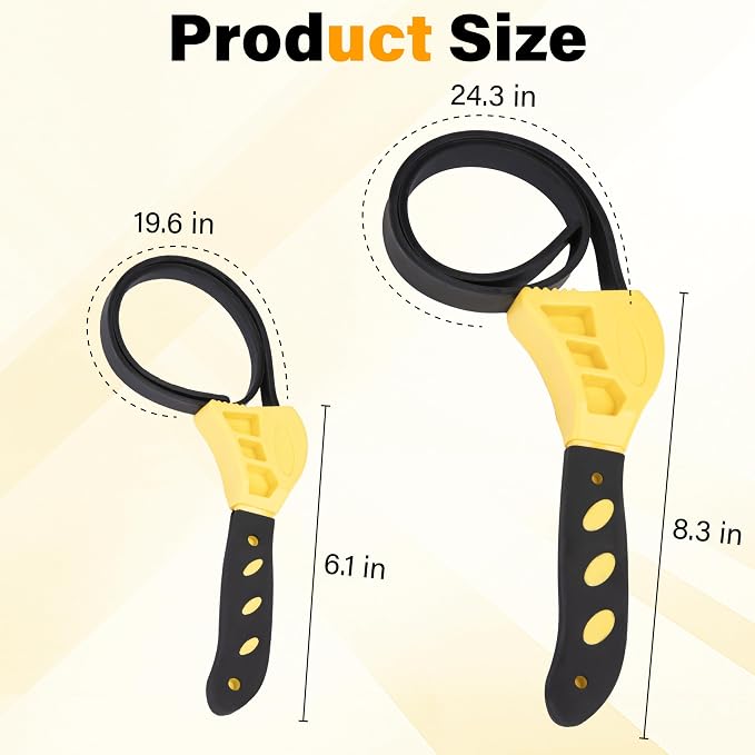 2 PCS Strap Wrench Plumbing, Rubber Strap Wrench, 24 Inch & 19.7 Inch Oil - Image 2