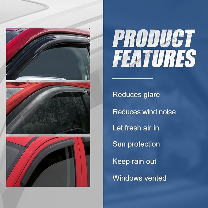 Auto Dynasty 2Pcs Carbon Fiber Pattern Window Visors Compatible - Image 4