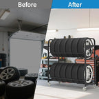 Tire Storage Rack 57" x 55.1" x 20" w/Anti-dust Cover, Adjustable Rolling Tire - Image 8