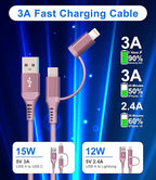 USB to USB C and Lightning Pink Car Charger Cable - Image 4