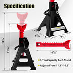 Jack Stands 3 Ton with Double Pin Locking, Car Jack Stand 11.22"-16.54" - Image 2