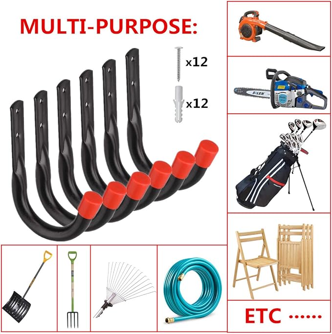 Heavy Duty Utility Garage Storage Hooks, Universal Wall Mount J Organizer - Image 3