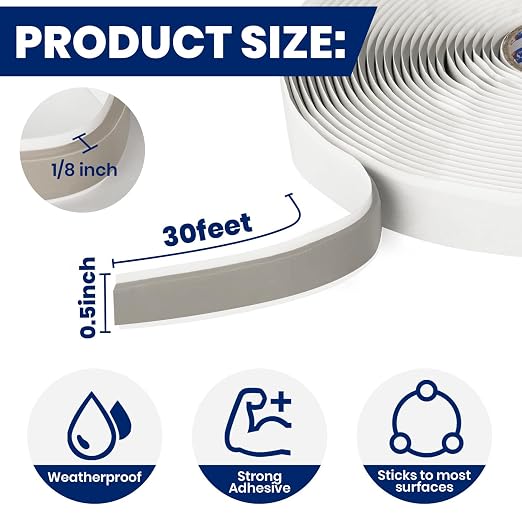 ADHES Premium Butyl Sealant Tape 1/2" x 30 'x 1/8" Gray Butyl Rubber Sealant - Image 2