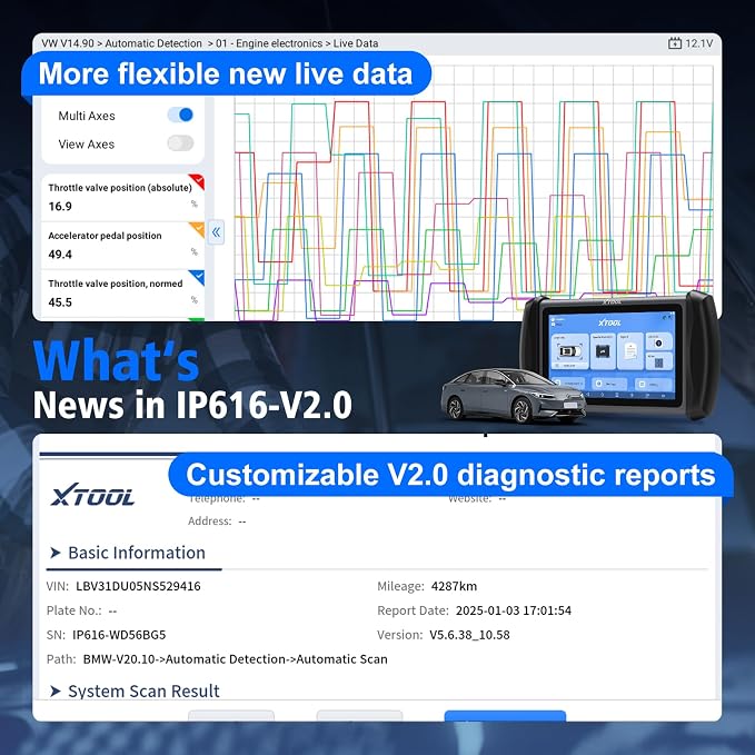 XTOOL IP616 V2.0 OBD2 Scanner Diagnostic Tool - Image 6