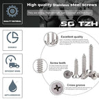 #7 x 1" Wood Screw 100Pcs 18-8 Stainless Steel Screws Flat Head Phillips Fast - Image 4