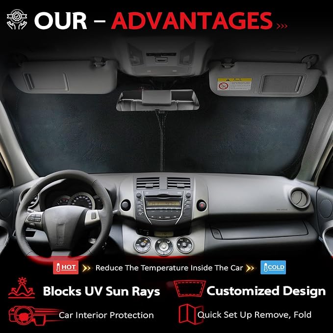 KAYZT Windshield Sun Shade for 2019-2025 2026 Hyun-dai Santa Fe Foldable - Image 4