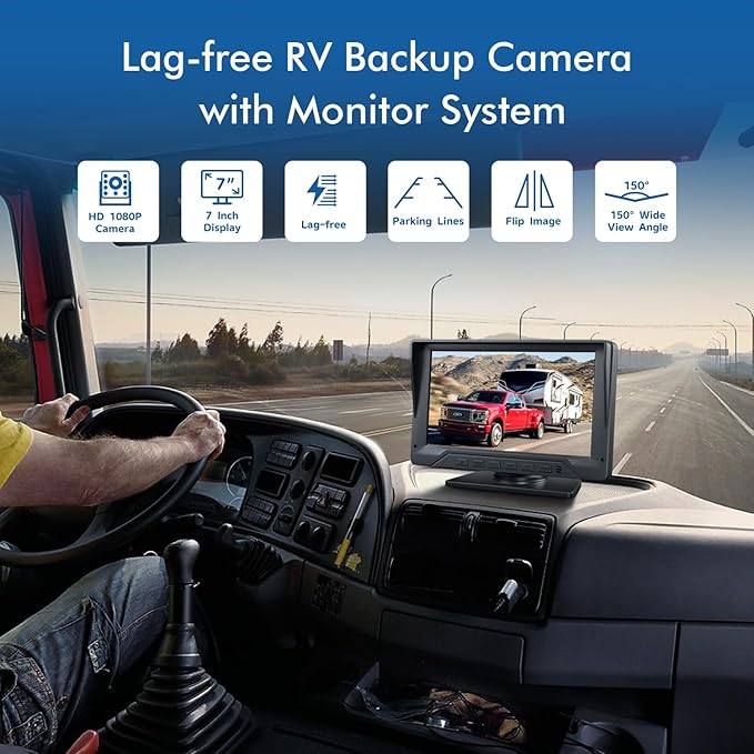Dual RV Backup Camera Plug and Play, No Delay, 1080P HD, 2 Channels, 150° Wide - Image 2
