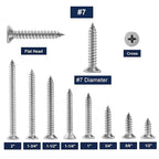 #7 x 1" Wood Screw 100Pcs 18-8 Stainless Steel Screws Flat Head Phillips Fast - Image 3