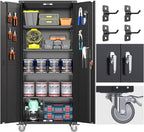 Garage Storage Cabinet with Wheels & Pegboard, Assembly Required by GANGMEIMENTALSTORAGECABINET
