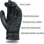 Full Finger Leather Motorcycle Gloves - Image 8