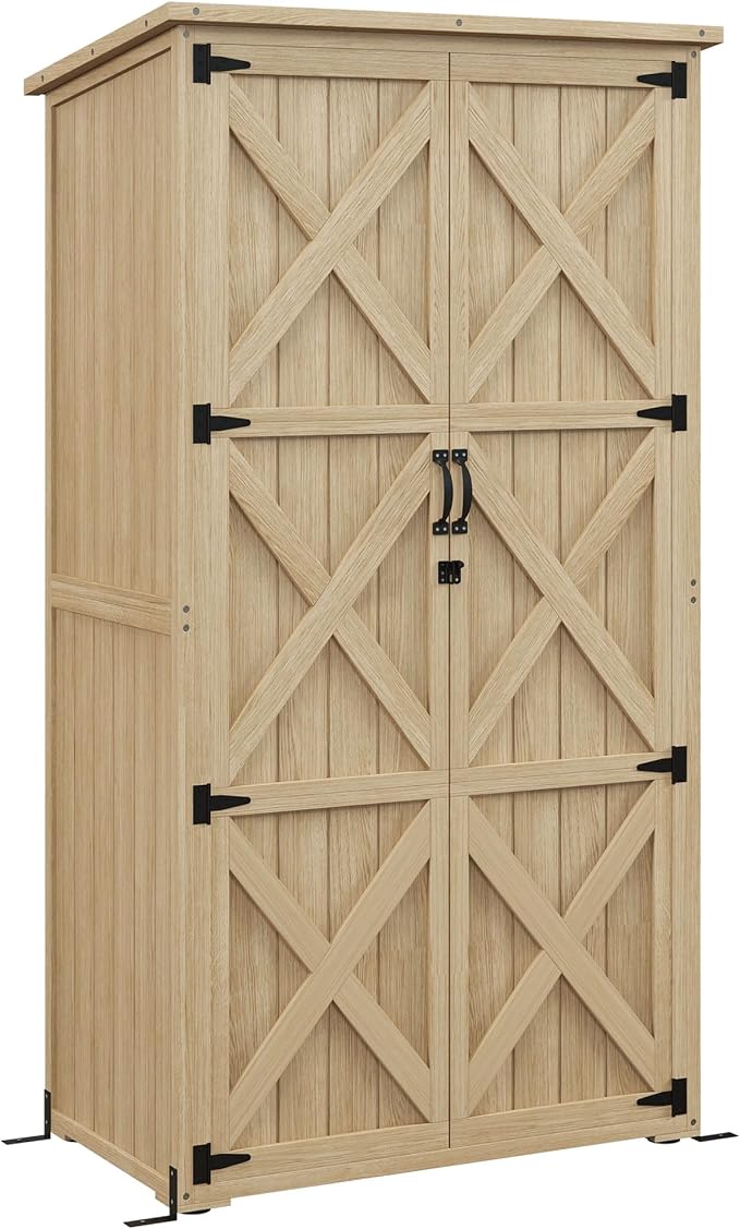 Wooden Garden Shed, Outdoor Storage Cabinet - Image 6