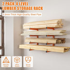 2-Pack Lumber Storage Rack, Wood Storage Racks Wall Mount, Heavy Duty Garage - Image 2