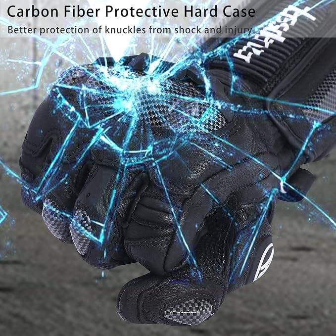 Harssidanzar Leather Motorcycle Gloves - Image 3