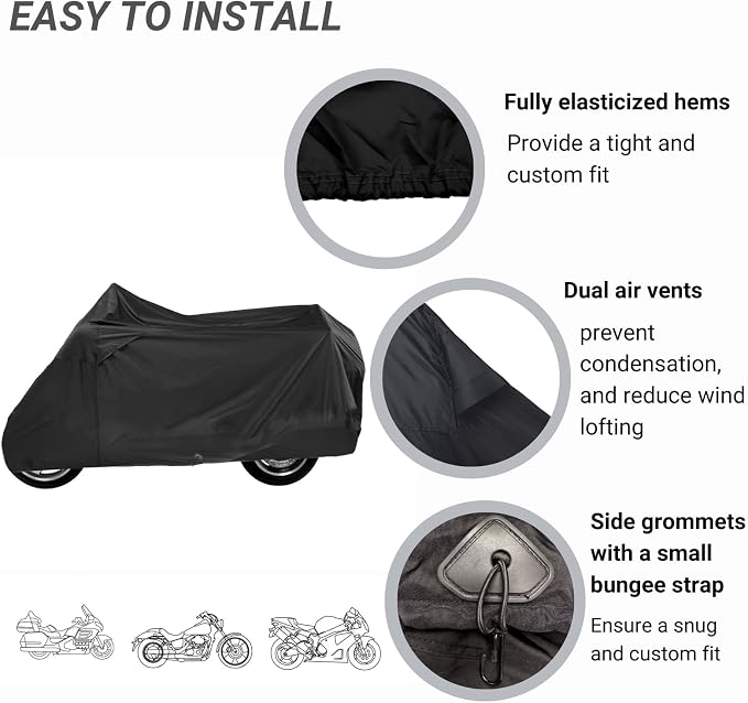 Deluxe Motorcycle Cover, Waterproof All Weather Outdoor Protection Universal - Image 3
