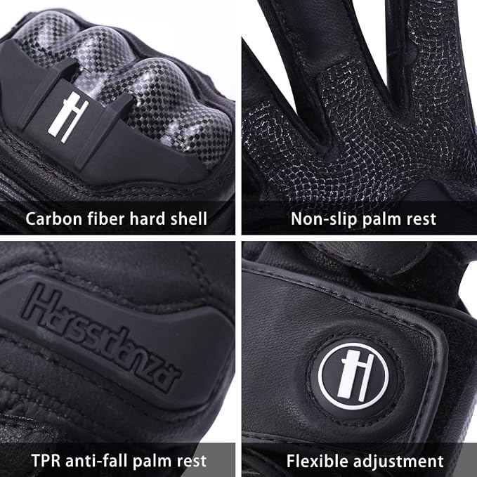 Harssidanzar Leather Motorcycle Gloves - Image 2