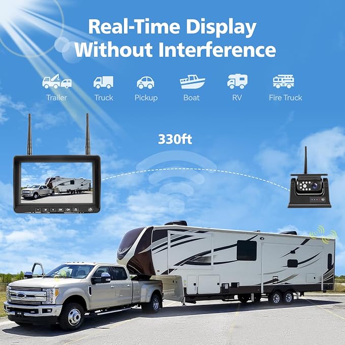 7" Magnetic Solar Wireless Backup Camera, HD 1080P 7" DVR Monitor, RV Camera - Image 2