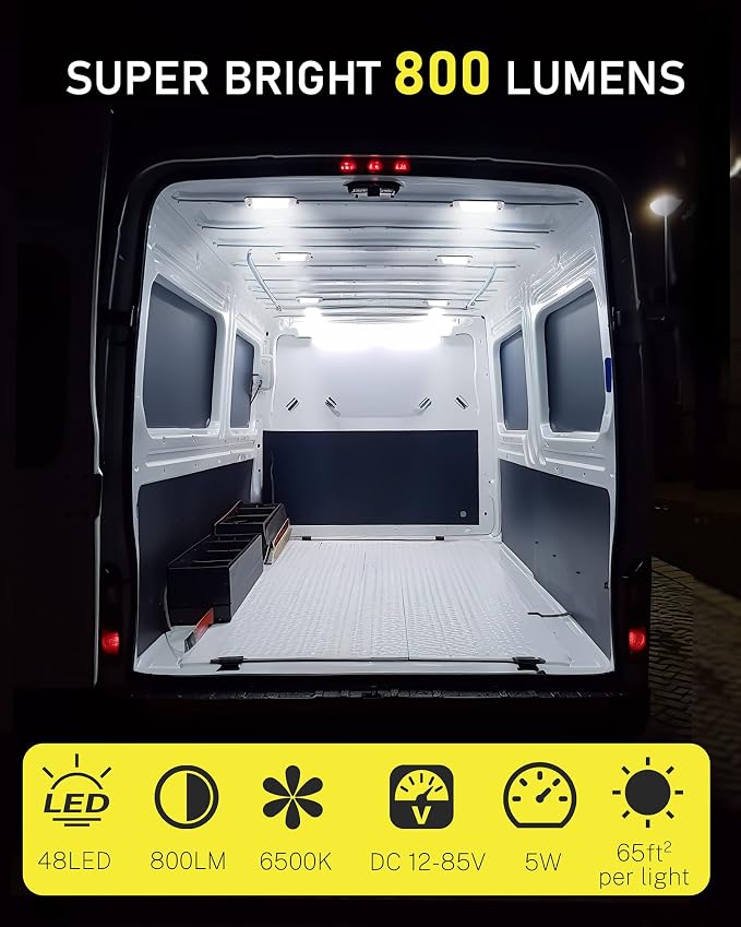 Dome Light for RV Interior, 48LED 800LM Ultra Bright 12 Volt LED White Lights - Image 2