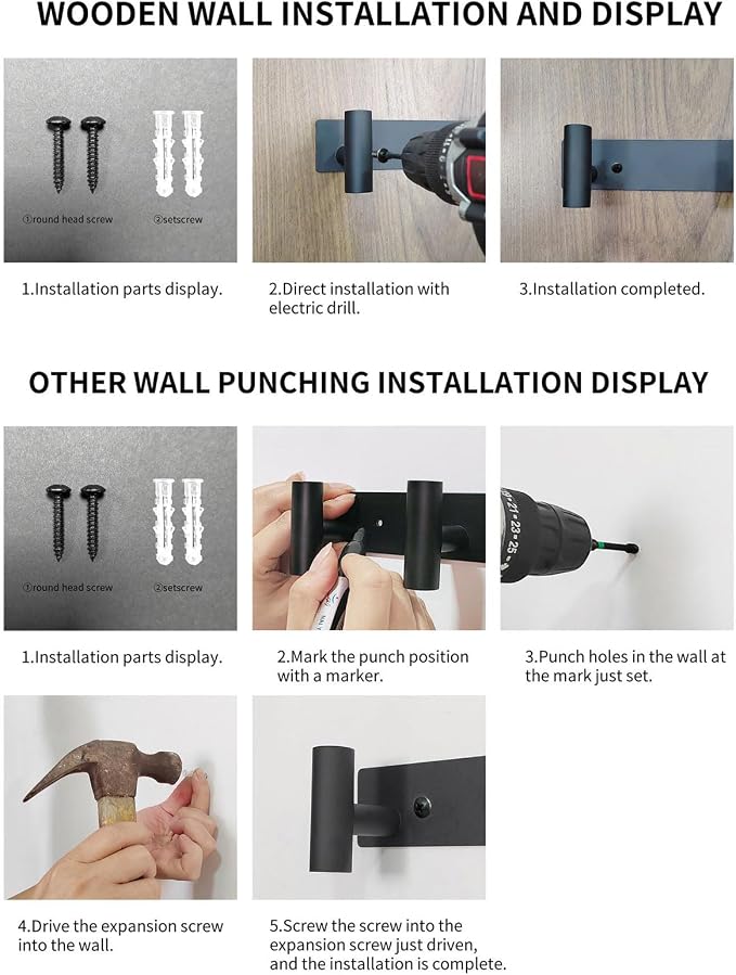 Coat Rack Wall Mounted with 5 Hooks, Metal Wall Hooks - Image 9