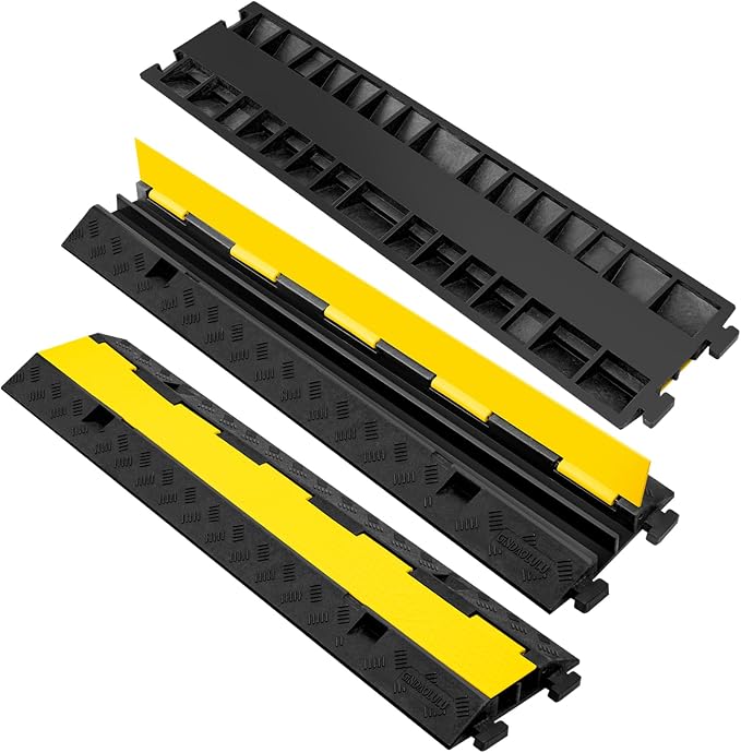 2 Channel 3 Pack Cable Protector Ramp Traffic Wire and Hose Ramp Cord Cover - Image 2