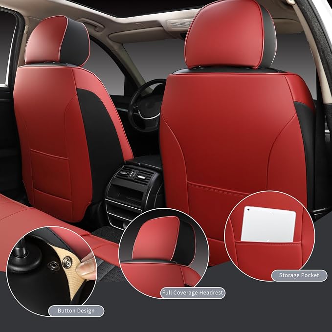 Leather Car Seat Covers, Car Seat Protector Waterproof, Seat Covers Full Set - Image 8