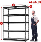 WORKPRO 5-Tier Heavy Duty Metal Shelving Unit, 48”W x 24”D x 72”H, Adjustable - Image 3