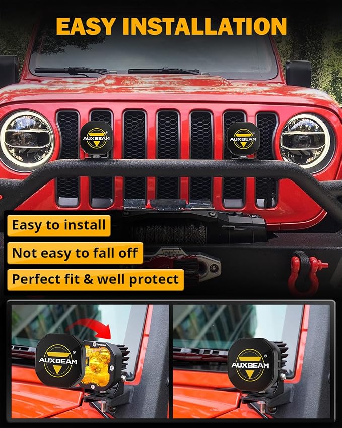 Auxbeam 3" LED Pod Light Covers, XP-Ultra Series PC Lens Offroad Protective - Image 5
