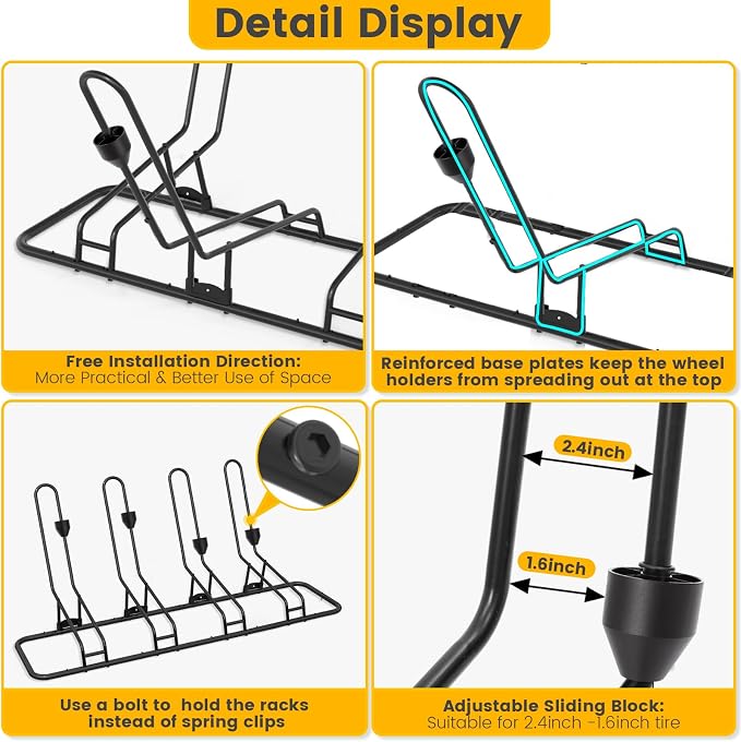 4 Floor Bike Rack, Safeguard Disc Brakes & Derailleurs Design, Waterproof - Image 6