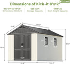 Patiowell 8 x 12 FT Resin Outdoor Storage Shed - Image 5
