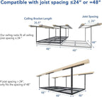 FLEXIMOUNTS 4x8 Overhead Garage Storage Rack, Adjustable Organization System - Image 4