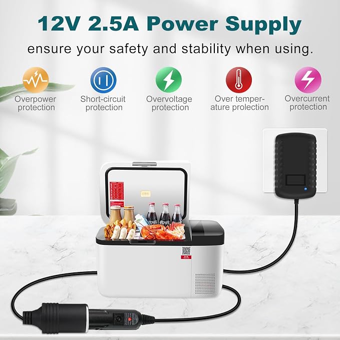 inShareplus 12V 2.5A 30W AC to DC Converter, 12 Volt Car Cigarette Lighter - Image 2