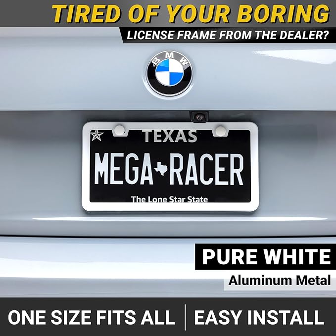 Premium Slim Sleek White License Plate Frame – 1 Pack, Rust-Free & Rattle-Free - Image 2