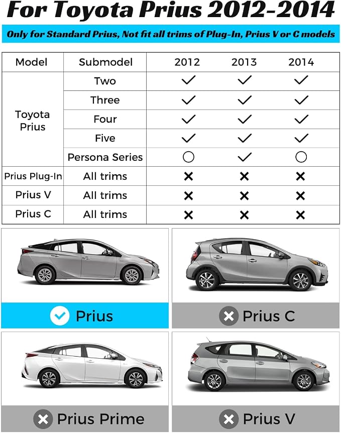 Car Floor Mats for Toyota Prius 2012-2014 Accessories, All Weather Rubber Mat - Image 2