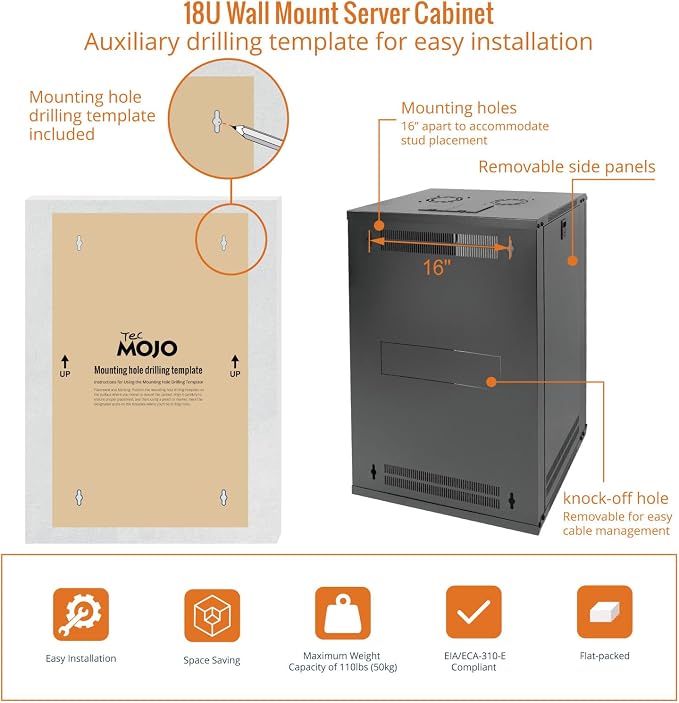 Tecmojo 18U Wall Mount Rack Network Cabinet - Image 5