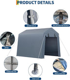 6x6 FT Outdoor Storage Shed, Portable Carport - Image 9