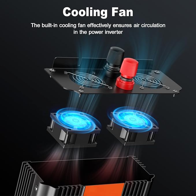 3000W Power Inverter, Peak Power 6000W 12V DC to AC 110V120V, Remote Control - Image 5