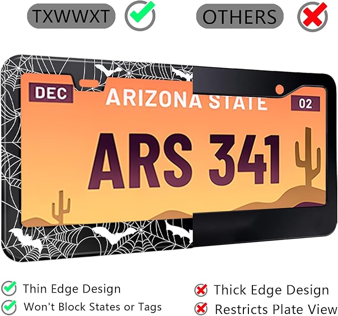 License Plate Frame for Bats and Spider Webs Stainless Steel License Plate - Image 6