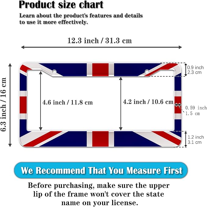 License Plate Frames Multicolor Automotive Exterior Accessories British Flag - Image 2