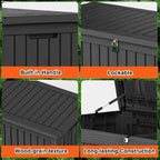 180 Gallon Lockable Resin Deck Box, Waterproof & UV-Resistant Outdoor Storage - Image 5
