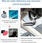 Radar Detector Mount, Rearview Mirror Rod Radar Mounting Bracket+Rearview - Image 6