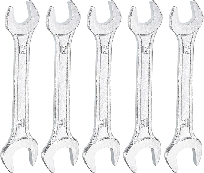 HARFINGTON 5pcs Double Open End Wrench 12mm x 15mm Metric 15 Degree Offset by HARFINGTON