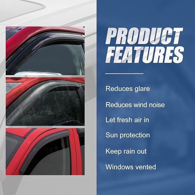 Auto Dynasty 4Pcs Carbon Fiber Pattern Window Visors Compatible - Image 4