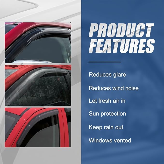 Auto Dynasty 4Pcs Carbon Fiber Pattern Window Visors Compatible - Image 4