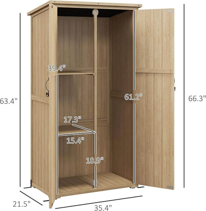 Wooden Garden Shed, Outdoor Storage Cabinet - Image 3