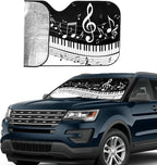 Black White Music Car Windshield Sunshade Front Window Sun Visor Protector - Image 4