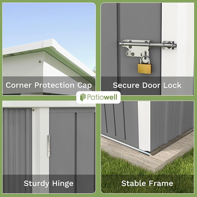 Patiowell 5x3 FT Outdoor Storage Shed, Garden Tool Shed - Image 4